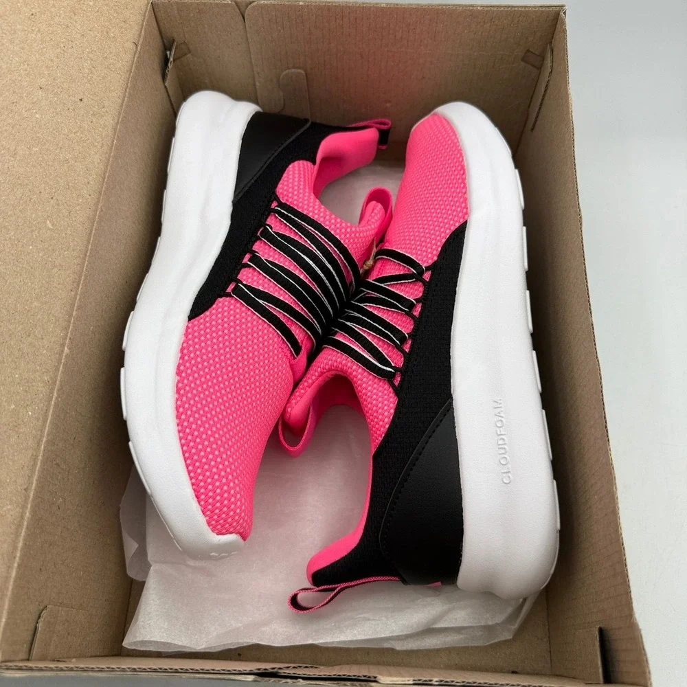 Adidas Lite Racer Adapt 7.0 K Shoes Kids Size 5 Pink Black Running JS2289